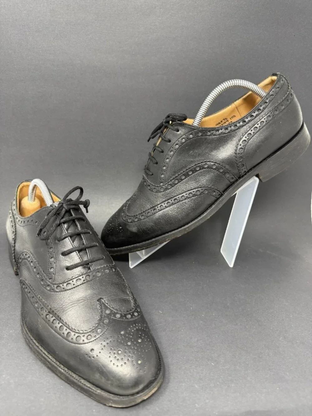 Church's Brisbane Black Leather Oxford Brogue Shoes Mens 11 B READ DESC